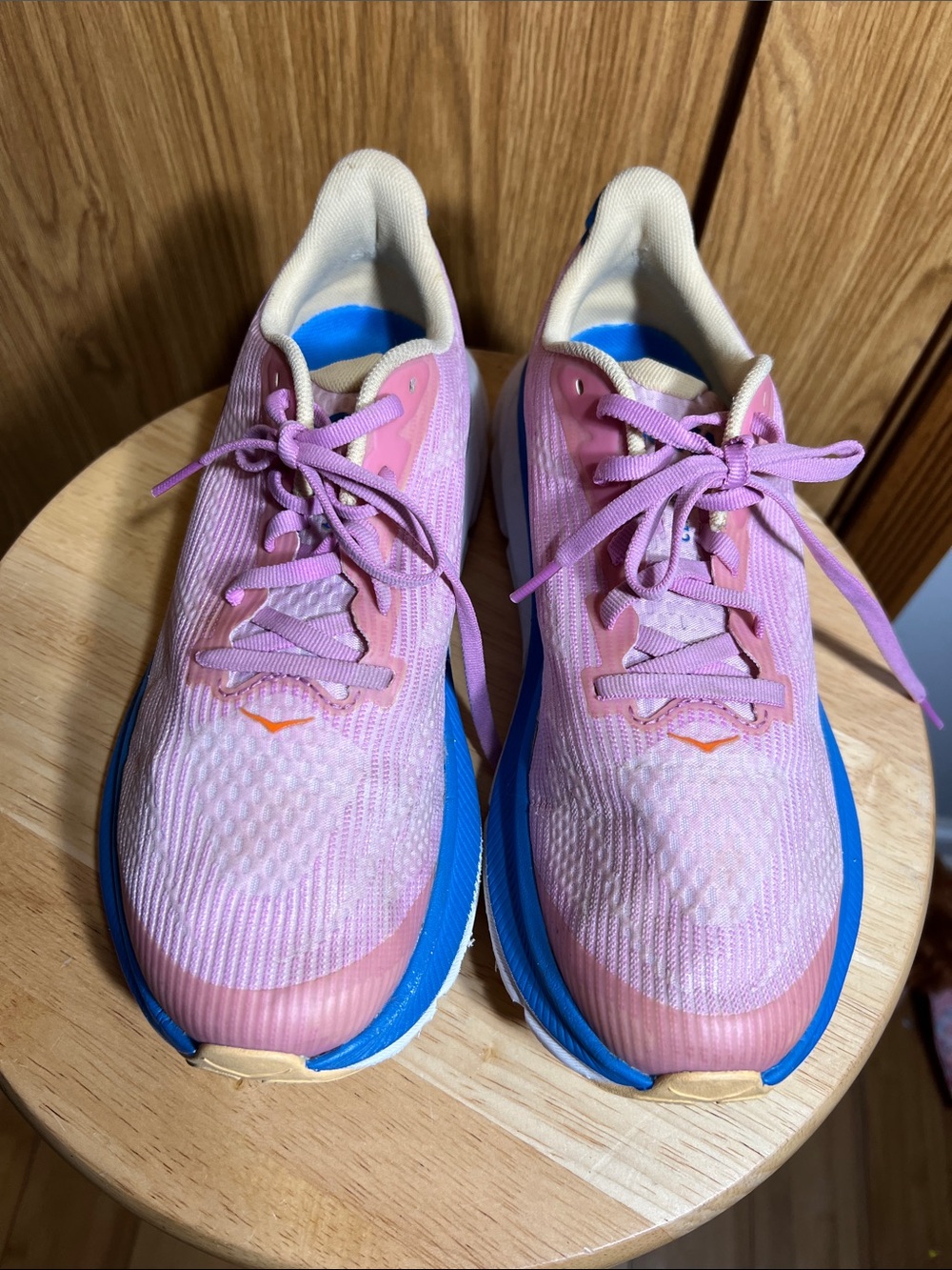 Hoka Women's Pink and Blue Running Sneakers